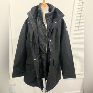 Lands’ End Women’s Jacket, 3 in 1 System Jacket Removable Puffer Vest Black M